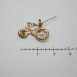 Vintage Gold‑Tone Bicycle Brooch – Rhinestone Wheel Accents – 1.75" x 1.25"