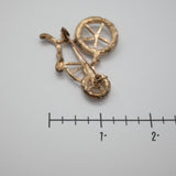 Vintage Gold‑Tone Bicycle Brooch – Rhinestone Wheel Accents – 1.75" x 1.25"