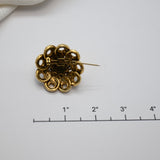 Vintage Gold‑Tone Filigree Pearl Brooch – 1.25"