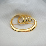 Vintage Gold‑Tone Abstract Oval Brooch – Sculptural Loop Design – 2.5" x 1.5"