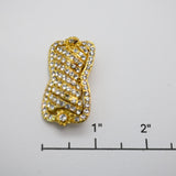 Vintage Gold‑Tone Rhinestone Bar Brooch – 1.5"