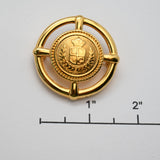 Liz Claiborne Vintage Gold‑Tone Crest Brooch – 1.5"