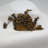 Vintage Noah’s Ark Brooch – Converted Magnet – Bronze‑Tone – 3" x 1.75"
