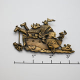 Vintage Noah’s Ark Brooch – Converted Magnet – Bronze‑Tone – 3" x 1.75"