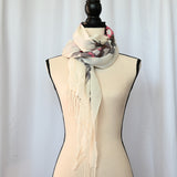 Vibrant floral scarf 27" x 66" with fringe