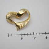 Vintage Gold‑Tone Heart Brooch – Sculpted Twist Design – 1.75" x 1.25" – .5 oz