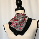 Vintage Red/Black/Grey silk 31" square scarf; sourced from Kilo in Paris, France