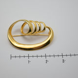 Vintage Gold‑Tone Abstract Oval Brooch – Sculptural Loop Design – 2.5" x 1.5"
