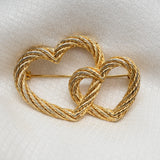 Vintage Gold‑ & Silver‑Tone Interlocking Hearts Brooch – 2"