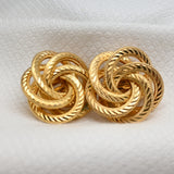 Vintage Gold‑Tone Interlocking Knot Clip‑On Earrings – 1"