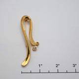Vintage Gold‑Tone Abstract Curve Brooch w/ Dangling Crystal – 2.5"