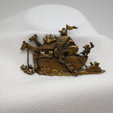 Vintage Noah’s Ark Brooch – Converted Magnet – Bronze‑Tone – 3" x 1.75"