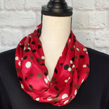 Red Polka Dot Charmeuse Infinity Scarf