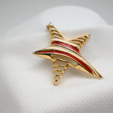 Vintage Gold‑Tone Enamel Star Brooch – 2.5"