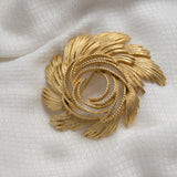 Vintage Gold‑Tone Swirl Brooch – Textured & Smooth Spiral Design – 2.25" – .8 oz