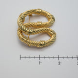 Vintage Gold‑Tone Double Oval Brooch – Rope‑Textured Interlocking Design