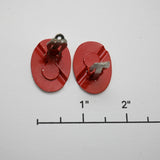 Vintage Cream & Red Enamel Oval Clip‑On Earrings – 1" × .75"