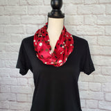 Red Polka Dot Charmeuse Infinity Scarf