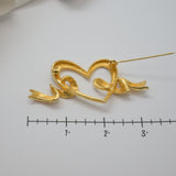 Vintage Gold‑Tone Ribbon‑Wrapped Heart Brooch – 2.25" x 1.5" – .3 oz