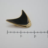 Elegant Black & Gold Crescent Brooch – Sparkling Rhinestone Detail – 1.25"