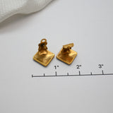 Vintage Gold & Black Damascene Clip‑On Earrings – Bird & Leaf Design – 5/8"