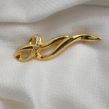 Gold‑Tone Abstract Brooch – Rhinestone Accent – 3.25" x 1.25" – .3 oz –