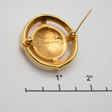 Liz Claiborne Vintage Gold‑Tone Crest Brooch – 1.5"
