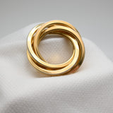 Vintage Gold‑Tone Interlocking Rings Brooch – 2.5"