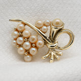 Vintage Gold‑Tone Pearl Cluster Brooch – 1.75"