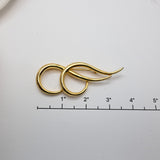 Vintage Gold‑Tone Abstract Double Loop Brooch – 3"