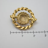 Vintage Gold‑Tone Rope Circle Brooch w/ Faux Pearl Center – 2" – .8 oz