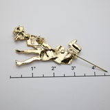 Vintage Gold‑Tone Shopper & Dog Brooch – 2.75"
