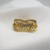 Vintage Gold‑Tone Rhinestone Bar Brooch – 1.5"