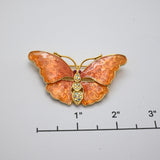 Vintage Gold‑Tone Enamel Butterfly Brooch – 2.25"