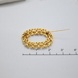 Vintage Gold‑Tone Openwork Oval Brooch – 2"
