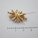Vintage Gold‑Tone Starburst Brooch – Amber & Brown Stones – 2.25" x 1.5" – .4 oz