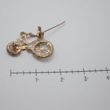 Vintage Gold‑Tone Bicycle Brooch – Rhinestone Wheel Accents – 1.75" x 1.25"