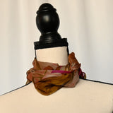 Multi-toned brown Bernie of New York  25" x 58" 100% Polyester Scarf/Satin Trim