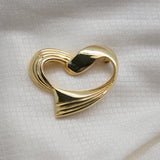 Vintage Gold‑Tone Heart Brooch – Sculpted Twist Design – 1.75" x 1.25" – .5 oz