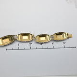 Vintage Gold‑Tone Ornate Link Bracelet – Rectangular Sunburst Panels – 6.5" × .5