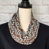 Brown and Baby Blue Geometric Infinity Scarf