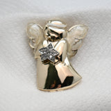 Vintage Gold‑Tone Angel Brooch w/ Star – 1.5"