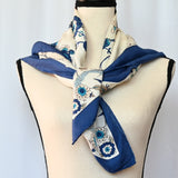 Vintage blue Chinoiserie silk 34" square scarf; from Kilo Paris