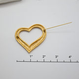 Vintage Gold‑Tone Open Heart Brooch – 2"