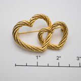 Vintage Gold‑ & Silver‑Tone Interlocking Hearts Brooch – 2"