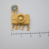 Vintage Gold‑Tone Camera Brooch with “SMILE” Dangle – 1.75" x 2.5" – 1 oz