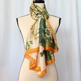 Brilliant green/gold 32" x 64" oblong scarf/wrap - 100% polyester