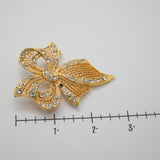 Vintage Gold‑Tone Rhinestone Bow Brooch – 1.75" x 2.25" – .5