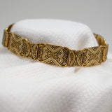 Vintage Gold & Black Damascene Link Bracelet – Ornate Geometric Design – 8" × .5