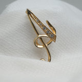 Gold‑Tone Script Initial “A” Brooch – Rhinestone Accent – 2" x 1" – .2 oz